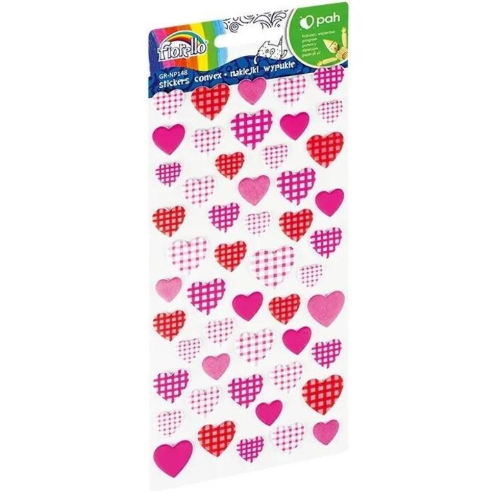 Set de stickere decorative Fiorello, forme inima, multicolor, 5903364282509