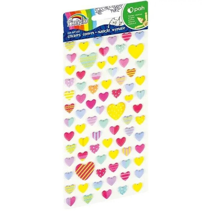 Set stickere decorative 3D in forma de inima, Fiorello, multicolor, blister