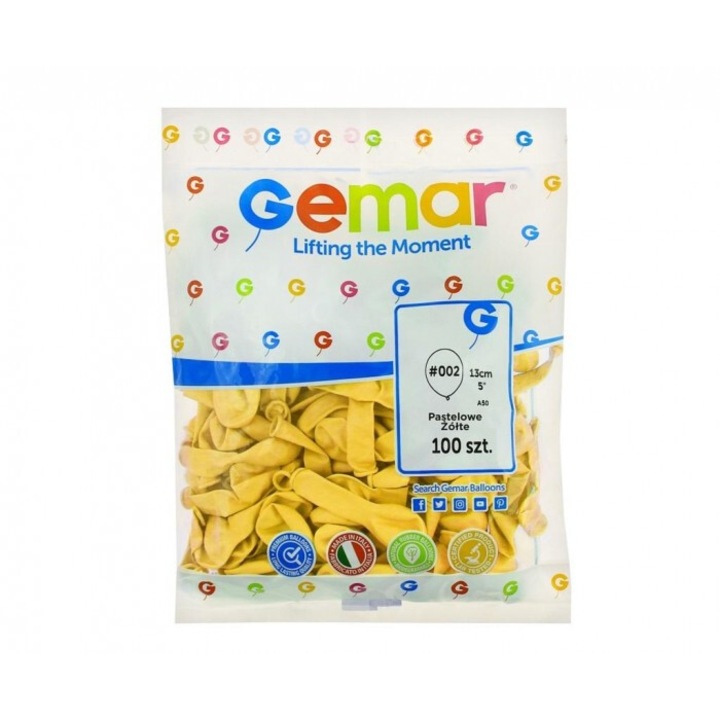 Пастелно жълти балони комплект 100 бр., Godan, 5", 228x273мм