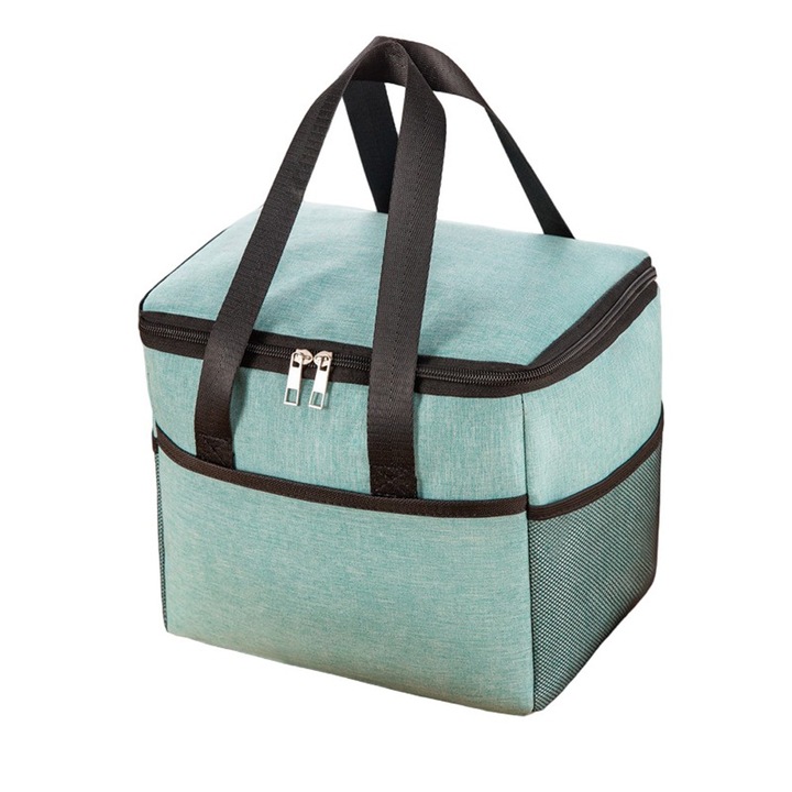 Многофункционална термоизолирана чанта, Eats Command, мултифункционална, терморегулируема, множество отделения, водоустойчива, 28x18x21 см, тюркоазено зелено