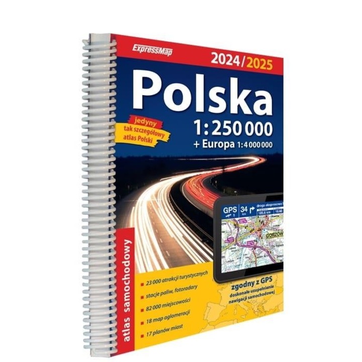 Atlas auto Romania 1:250 000, ExpressMap, 336 pagini, format 293x305 mm, 2024