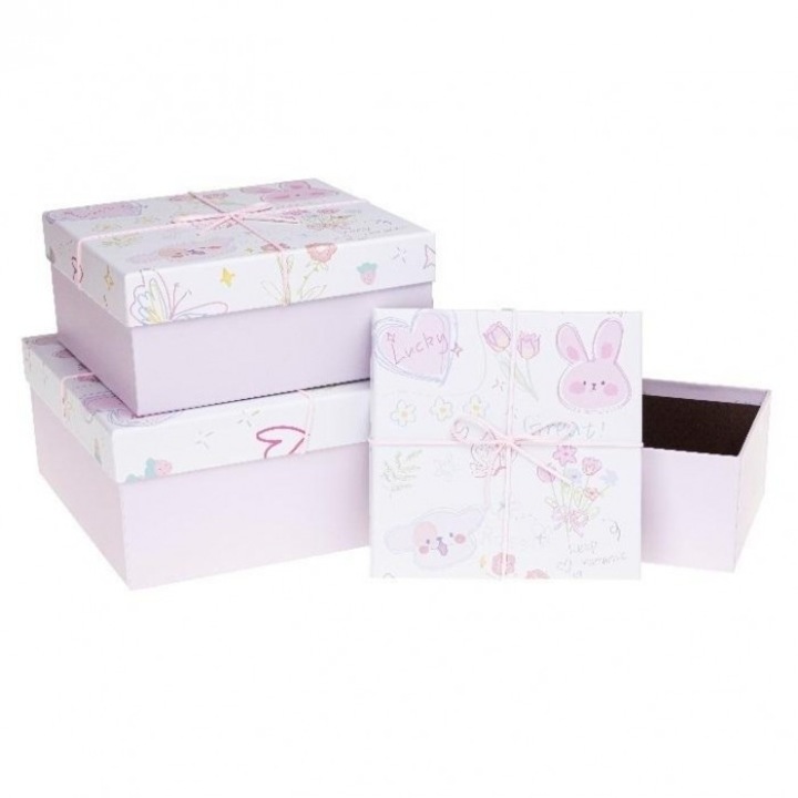 Комплект от 3 кутии за подаръци KW Pastel Rozette 18x18x9cm, 22x22x10cm, 26.5x26.5x11.5cm
