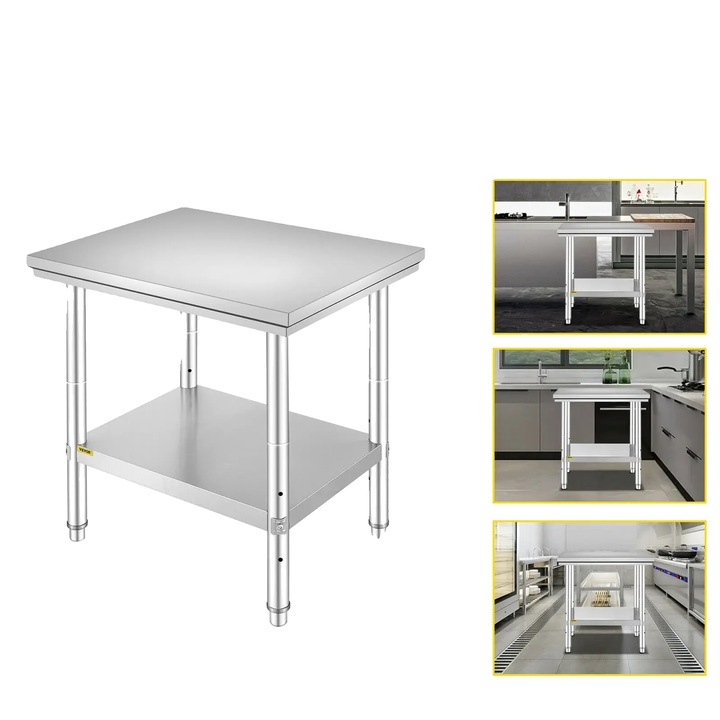 Masa de lucru, inox, ajustabila, argintiu, 30x24x32 inch