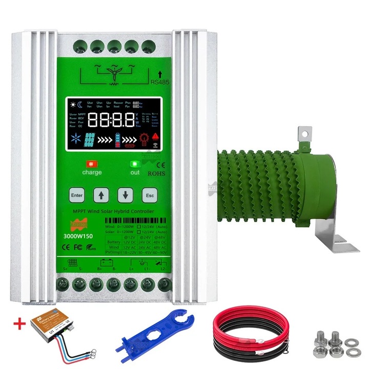 Controler de incarcare hibrid eolian-solar, 3000W, MPPT, cu egalizator, cu WiFi, 12V/24V/48V