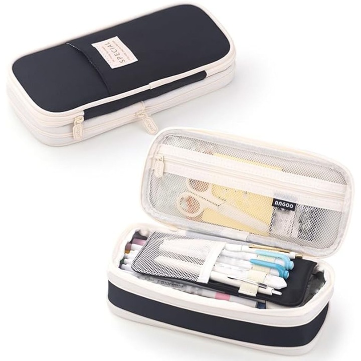 Iskolai tolltartó, XUNNING®, Extra nagy kapacitású tárolórendszer, állítható méret, többfunkciós, vászon, fekete