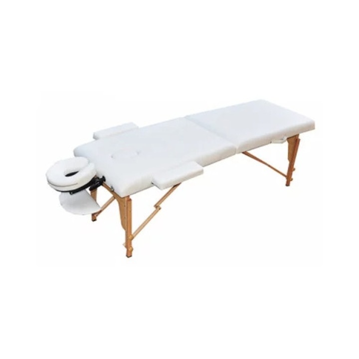 Преносима масажна кушетка Zenet ZET-1042 размер S, Дървена бяла