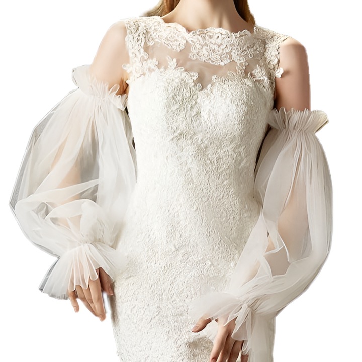 Manusi dama, Tyrael-SEA, lungi, alb, 55cm, marime universala