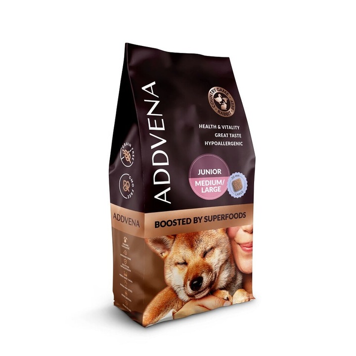Mancare catelusi rase medii si mari ADDVENA Boosted by Superfoods Junior medium&large 10 kg