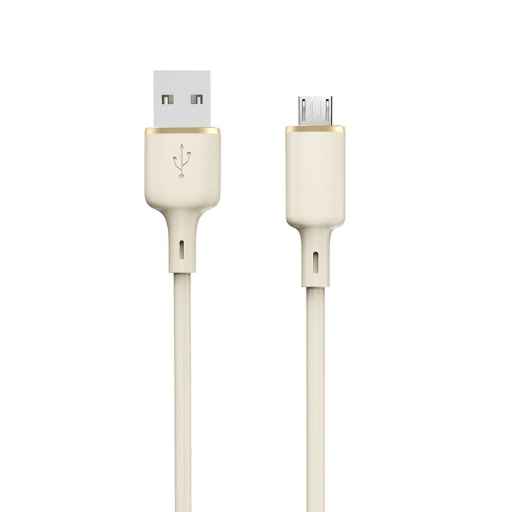 Megerősített kábel SR USB-A - microUSB 5A 1m bézs