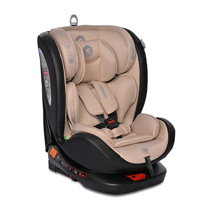 Scaun auto pentru copii, Lorelli, Ares, Isofix, i-Size, rotativ 360 grade, 40-150 cm, 0 luni-12 ani, Beige