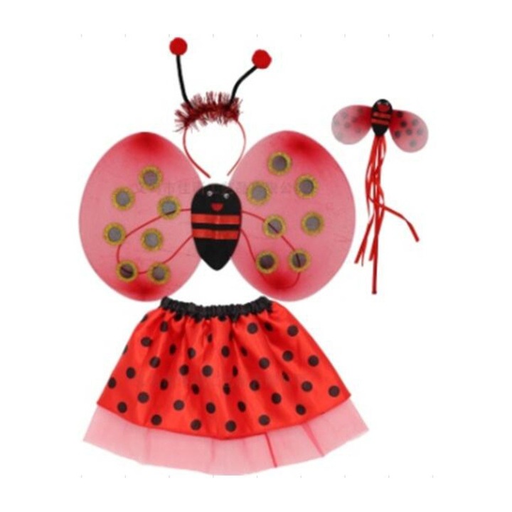 Set Aripi de Buburuza cu fustita, cerc si bagheta