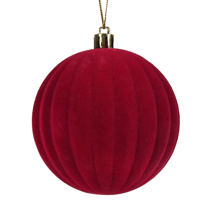 Glob pentru brad de Craciun, Catifea, Visiniu, 8cm