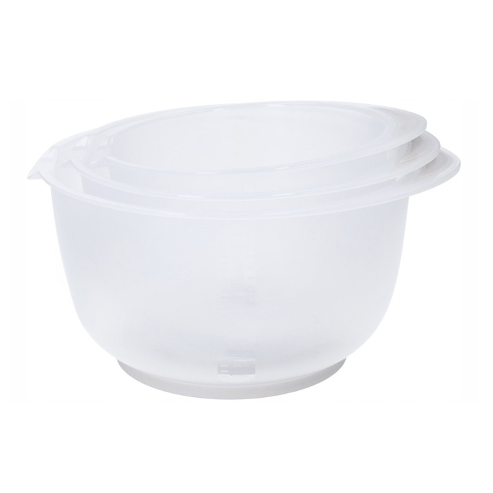 Комплект от 3 купи за смесване, Excellent Houseware, полипропилен, 1,5 /2/2,5 л, прозрачни/сиви