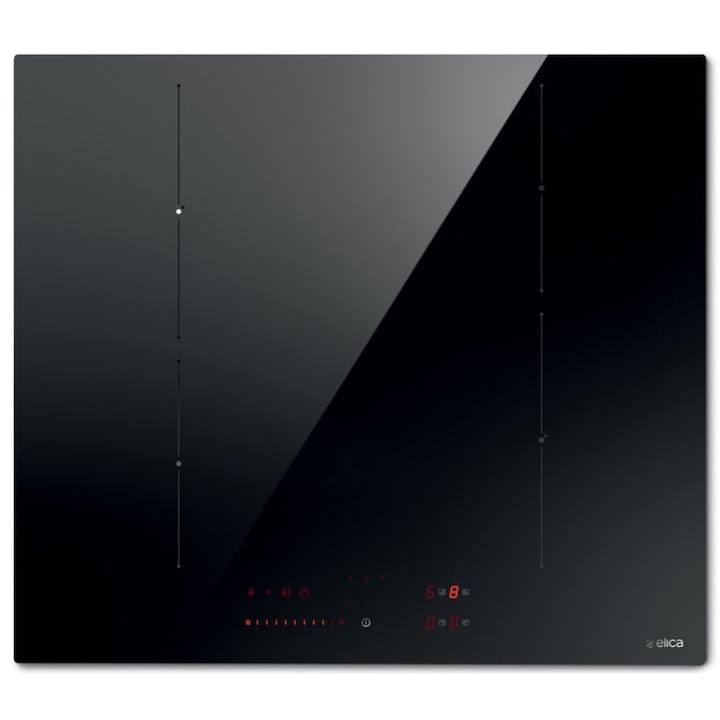 Индукционен плот за вграждане Elica Ratio 604 BL, 3100 W, 4 зони, 9 степени, Заключване на управлението, Черен