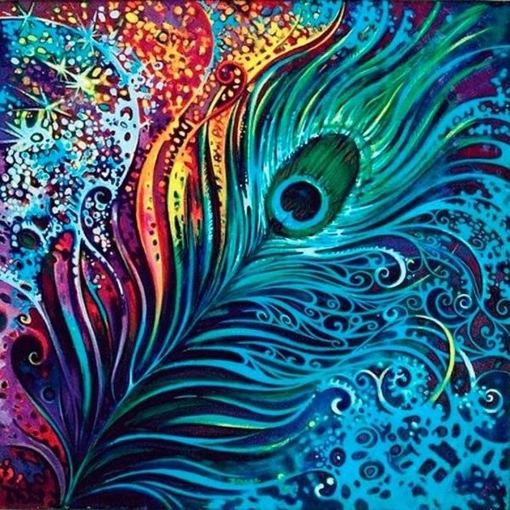 Mozaic diamant 5D - Pene de paun 40x30cm