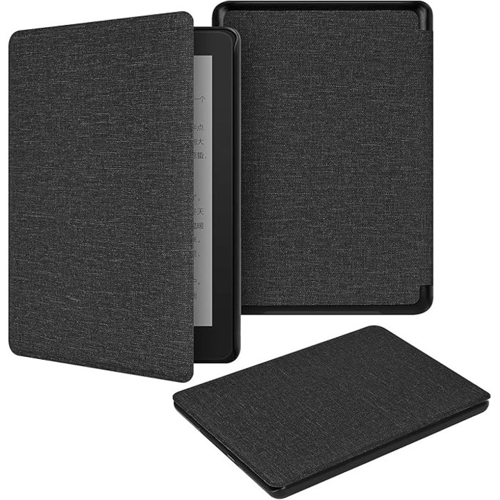 Husa de protectie pentru Kindle Paperwhite de 6, 8 inci generatia a 11-a, 2021, functie automata de somn/trezire, textura tesaturii，VIENOD, Gri negru
