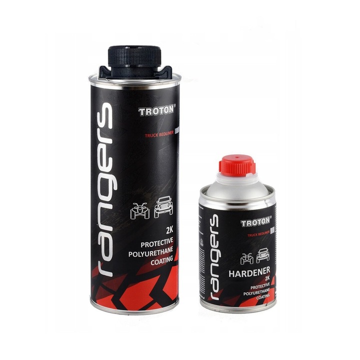 Kit Vopsea heavy duty, Troton, RANGERS 2K, negru, 1 kg