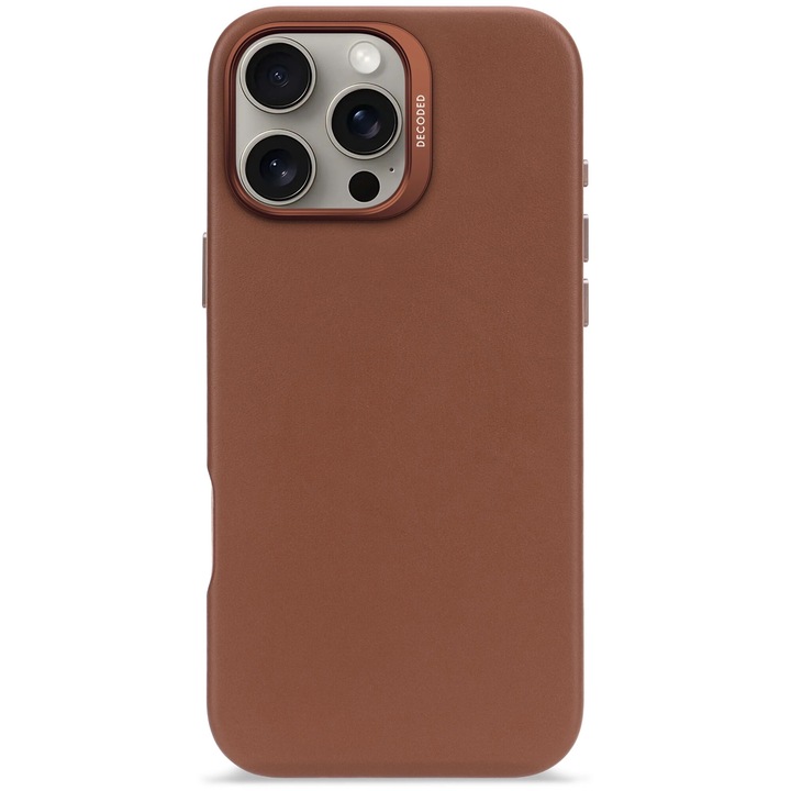 Husa din piele naturala DECODED pentru iPhone 16 Pro Max | Tan Brown