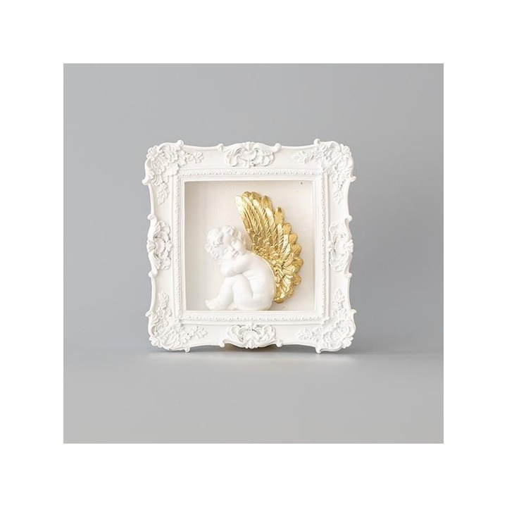 Decoratiune din rasina rama cu ingeras 20 cm x 20 cm