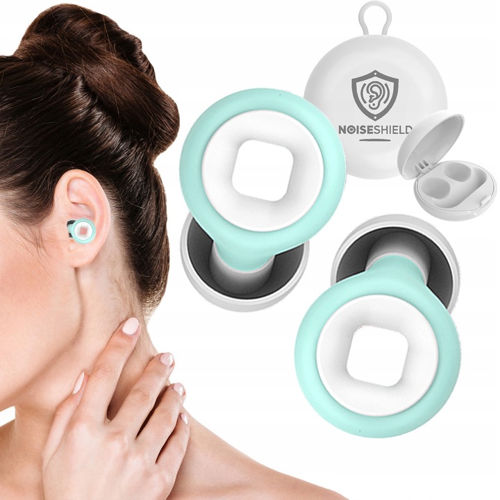 Dopuri de urechi, Protectii Auditive Silentioase din Silicon pentru Somn si Calatorii, Menta, Alb, utilizare universala