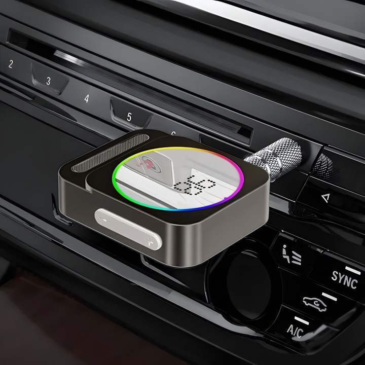 Bluetooth 5.3 Auto Jack Adapter, HITTERGEM, Поддържа 2 едновременни връзки, CVC технология, 16 часа автономност, за кола или друго аудио устройство, режим свободни ръце, черен