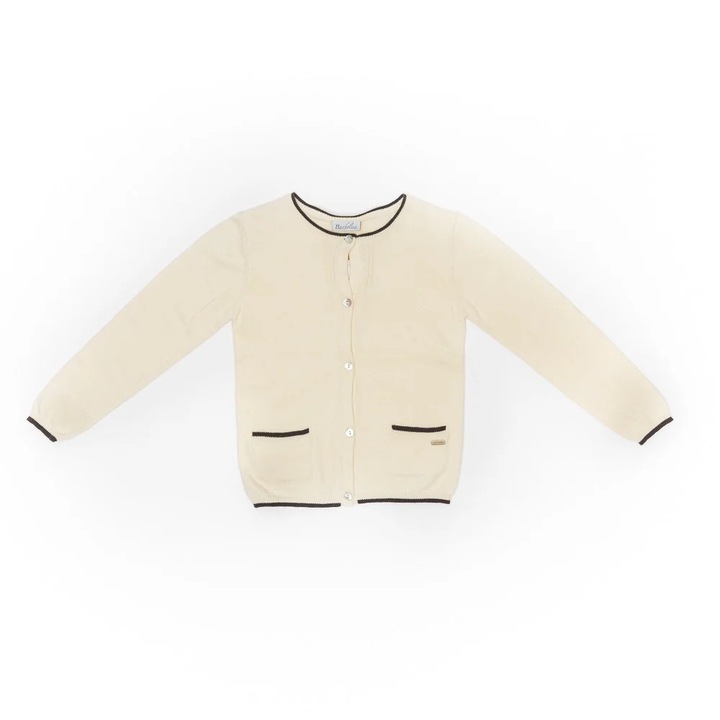 Pulover cu nasturi, Bimbalina, gros, 22827-2, Crem, 110 cm