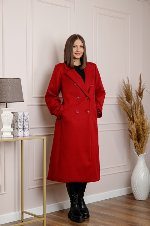 Дълго палто, Червен гранадин, One Size