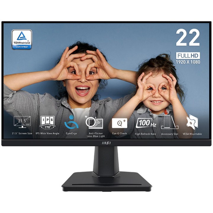 MSI PRO MP225 LED monitor, 21.5" FullHD, 4 ms, HDMI, VESA