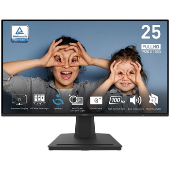 Monitor LED, MSI PRO MP252 24.5", FullHd, 4 ms, 100 hz, Display Port, HDMI, VESA