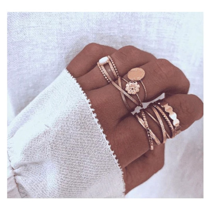 Set 8 inele aurii, diverse forme, Filine C6, Pursehuit