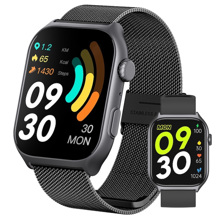 Ceas Smartwatch Twinkler TKY-P8, Auriu, Masurare ritm cardiac, Pedometru, Moduri sportive, Memento sedentar