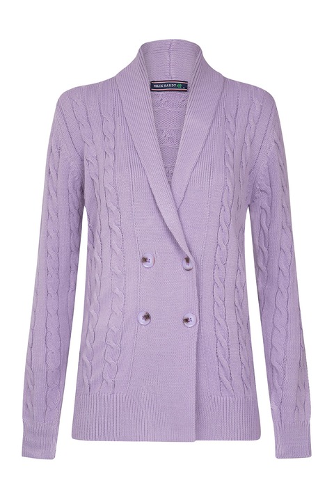 FELIX HARDY, Cardigan din amestec de bumbac cu model torsade, Lila