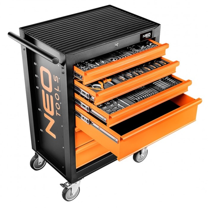 Шкаф за работилница NEO Tools, 6 чекмеджета, 680x460x1030 мм, капацитет 280 кг, с колела 5"