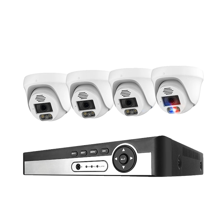 Kit Supraveghere, 8MP, 8CH NVR, 6 camere, detectare umana AI, rezistenta la apa IP66, 1T