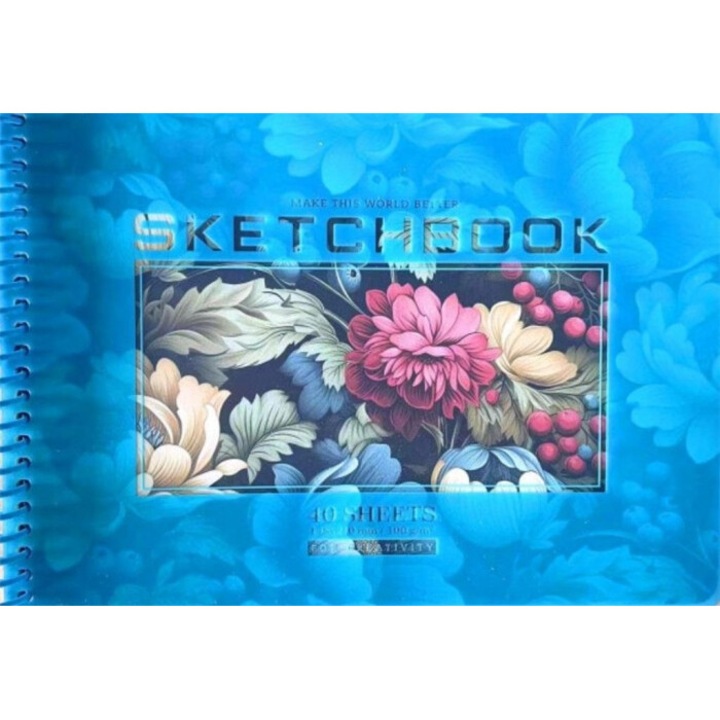 A5 vázlatfüzet, Fresh, 40 oldal, virágok, 220x150mm