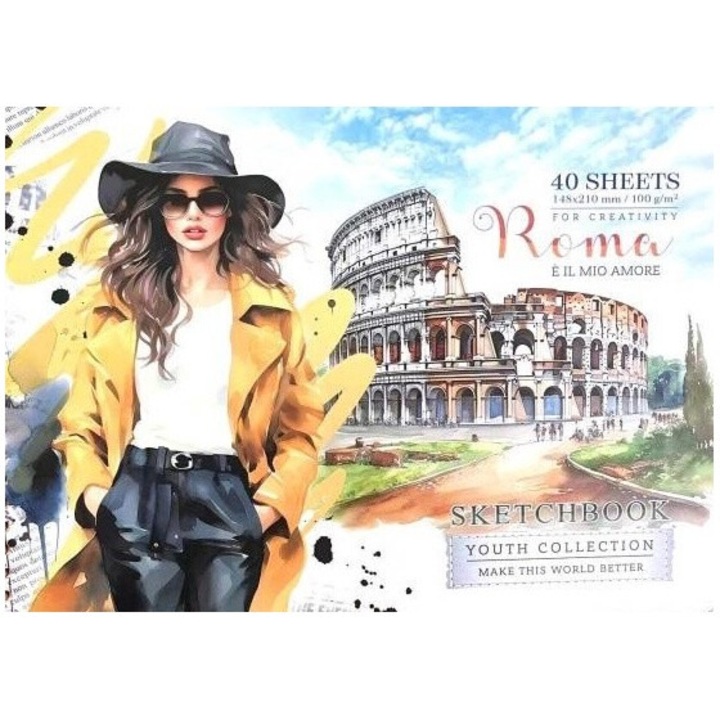 Caiet de schite A5, Fresh, 40 pagini, 220x150mm, Rzym