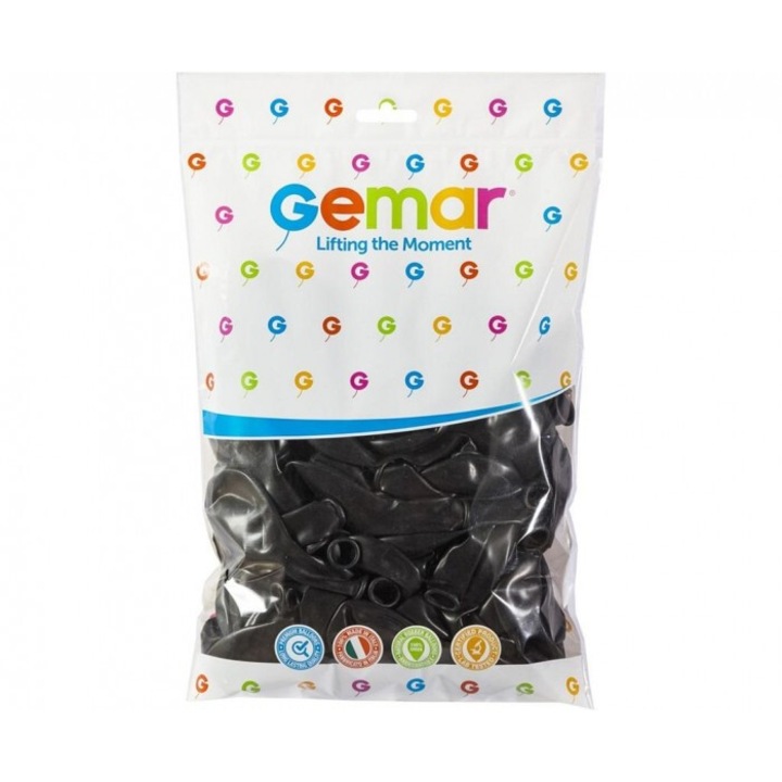 Черни пастелни балони, Godan, 23 см, комплект от 100 броя