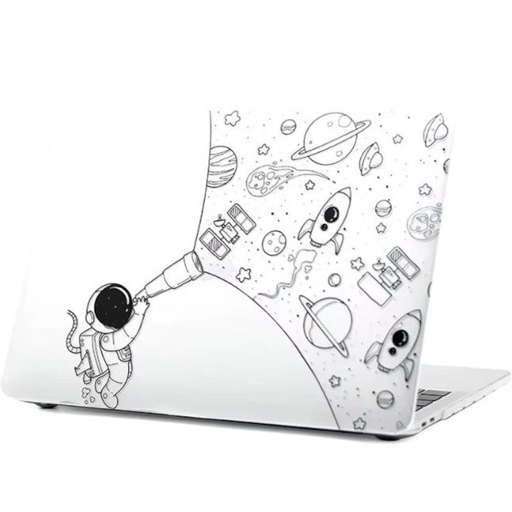 Husa cu Astronaut, Design Artistic, Compatibila cu MacBook Touchbar Air 13", Protectie eficienta, Transparenta