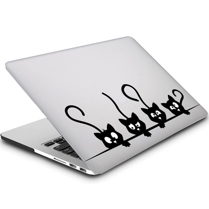 Husa Pisici, Design Vesel, Compatibila cu MacBook Touchbar Air 13", Protectie eficienta, Transparenta