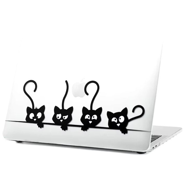 Husa Pisici, Design Vesel, Compatibila cu MacBook Touchbar Air 13", Protectie eficienta, Transparenta