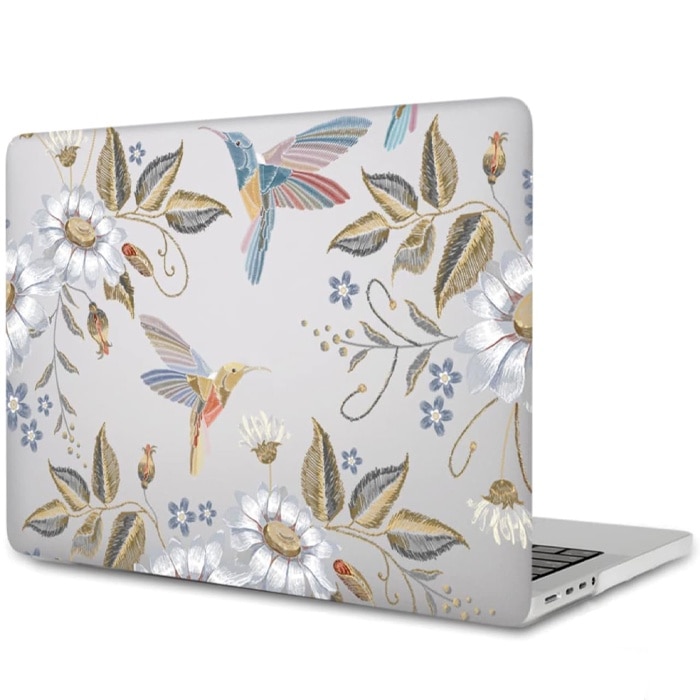 Husa Colibri si Flori, Design Artistic, Compatibila cu MacBook New Pro 13", Protectie eficienta, Transparenta