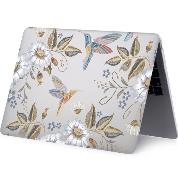 Husa Colibri si Flori, Design Artistic, Compatibila cu MacBook New Pro 13", Protectie eficienta, Transparenta