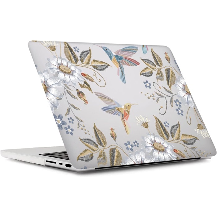 Husa Colibri si Flori, Design Artistic, Compatibila cu MacBook New Pro 13", Protectie eficienta, Transparenta