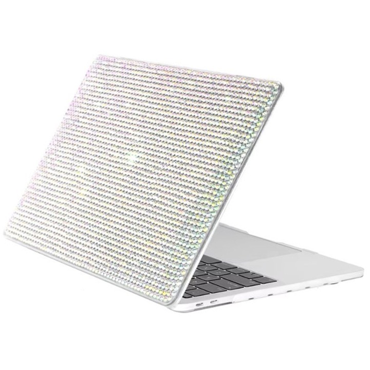Калъф за лаптоп, с кристали, Съвместим с MacBook Air 13.6", Блестящ дизайн, Защита против надраскване, Прозрачен