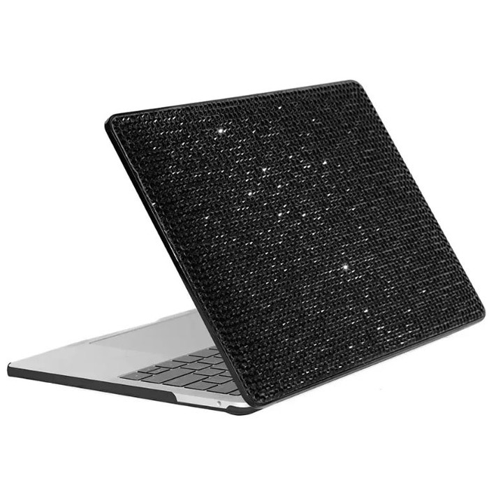 Husa Diamond, cu Strasuri, Compatibila cu MacBook Touchbar Air 13", Design stralucitor, Protectie Anti zgarieturi, Negru