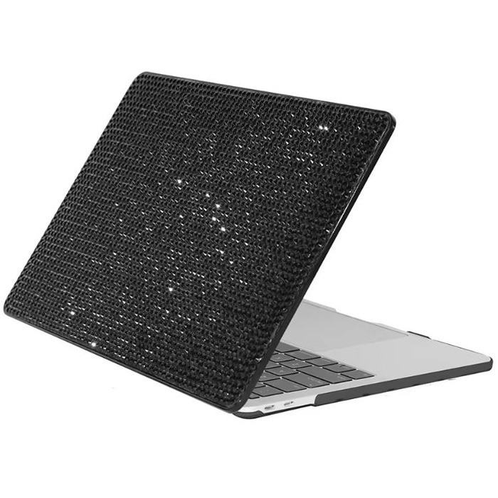 Husa Diamond, cu Strasuri, Compatibila cu MacBook Touchbar Air 13", Design stralucitor, Protectie Anti zgarieturi, Negru