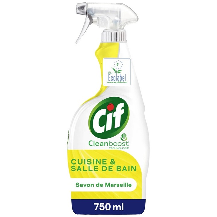 Spray Cif de baie si bucatarie cu sapun de Marsilia, 750ml