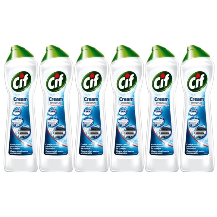 Set 6 x Cif Cream Solutie Universala 500ml Original, fresh aroma, parfum floral, distruge calcarul, rapid si eficient, testat dermatologic, prospetime de lunga durata, eficacitate maxima, continut generos, elimina mirosuri neplacute