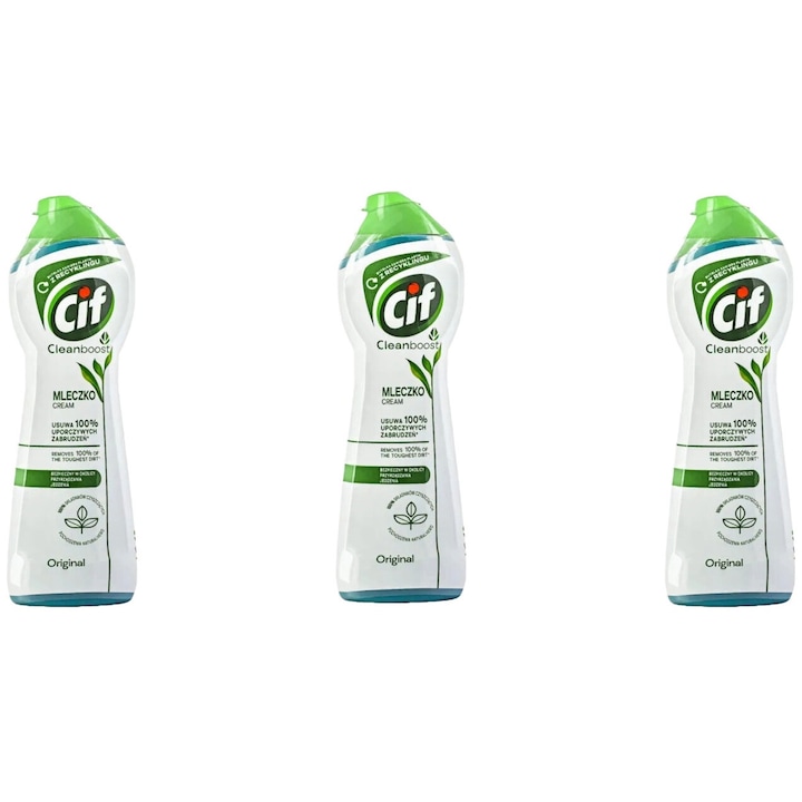 Set 3 x Cif Cream Solutie Universala 300g Original, fresh aroma, parfum floral, distruge calcarul, rapid si eficient, testat dermatologic, prospetime de lunga durata, eficacitate maxima, continut generos, elimina mirosuri neplacute