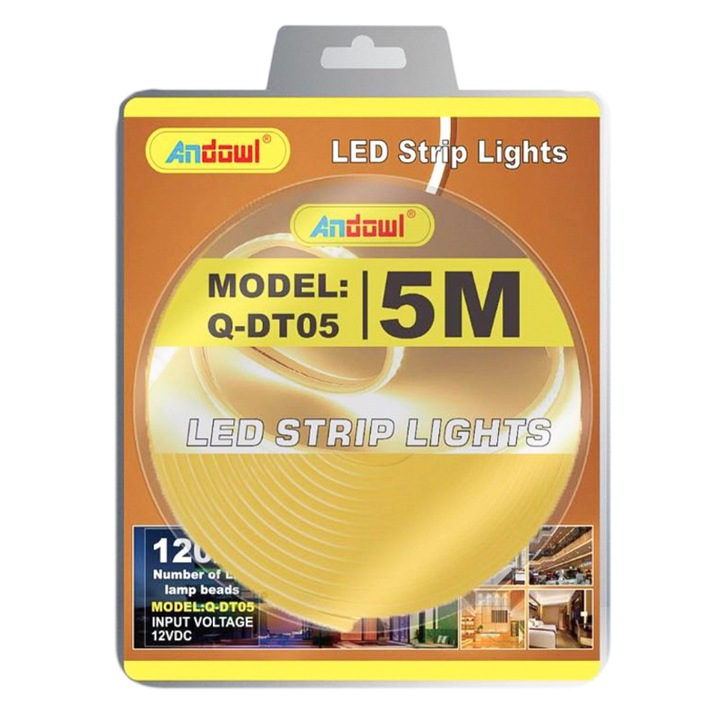 Гъвкава LED неонова лента 12V ТОПЛО БЯЛА светлина 5 метра Q DT05